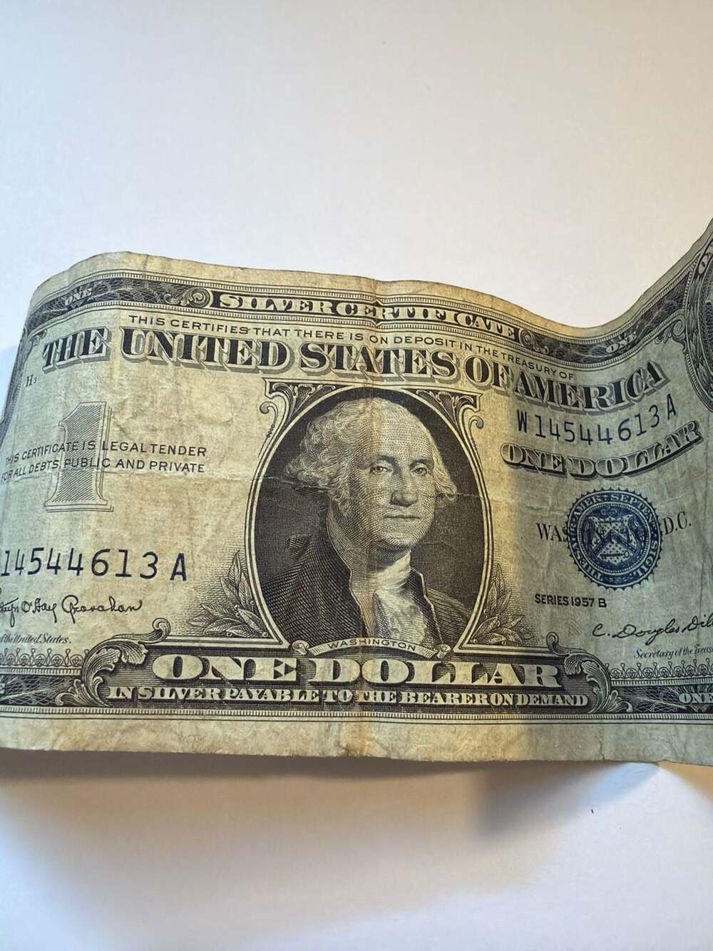 1957 B $1 One Dollar Silver Certificate Blue Seal Banknote